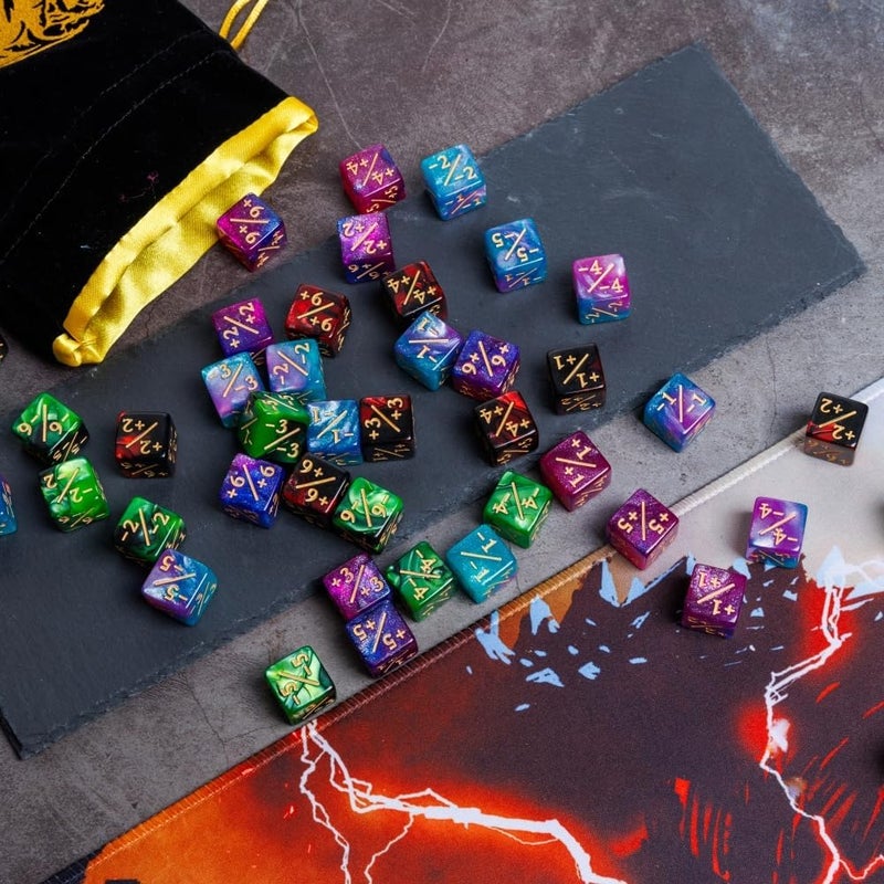 PUGED Magic The Gathering Counter Dice Set with MTG Play Mat and 3 Pcs D20 Rolling Dices 48 Pcs MTG Life Counters Tokens Dices and 7 Pcs Drawstring for Magic Card Game Accessories - Image 5